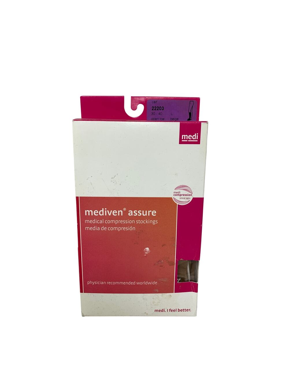 Medi Mediven Assure Compression Stockings Calf Large Open Toe Beige 22203